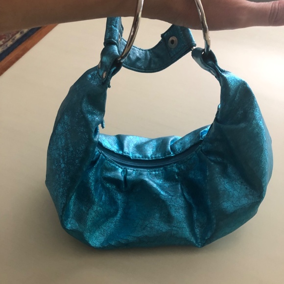 Mermaid Blue Metallic Bracelet Bag UNIQUE (Good Condition) So Unique & Cute - Picture 11 of 12